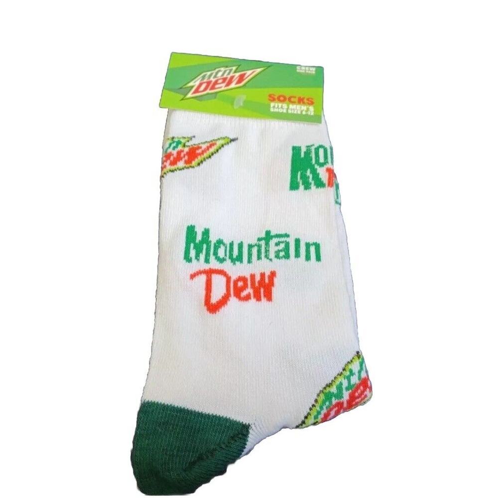 Mountain Dew Novelty Crew Socks- Size Men's 6-12 - *New With Tag*